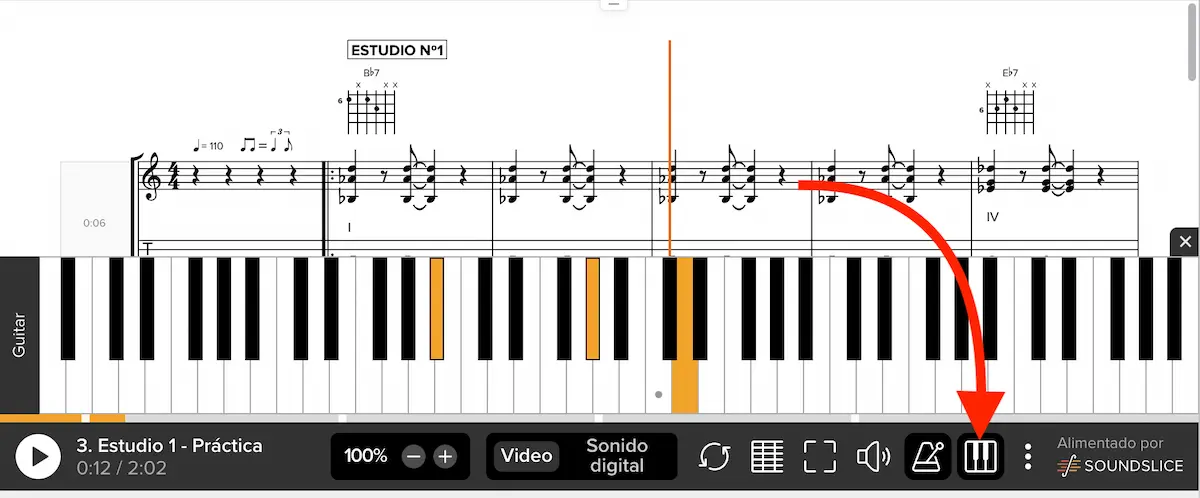 player soundslice - piano virtual