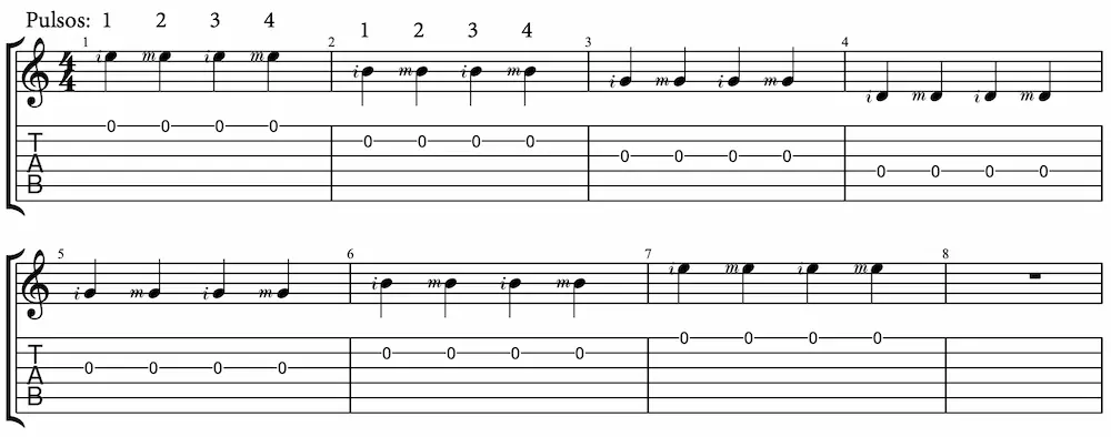 Ejercicio de guitarra fingerstyle n.1