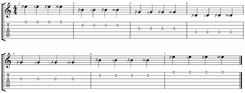 Ejercicio de guitarra fingerstyle n.2