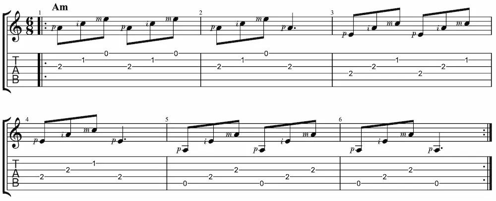 Ejercicio de guitarra fingerstyle n.3